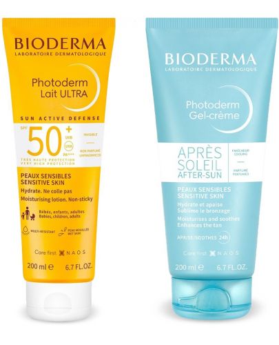 Bioderma Photoderm Комплект - Гел-крем за след слънце и Слънцезащитно мляко, SPF50+, 2 x 200 ml - 1