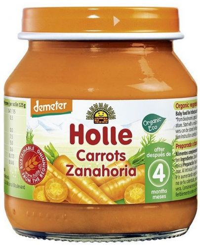 Био зеленчуково пюре Holle - Моркови, 125 g - 1