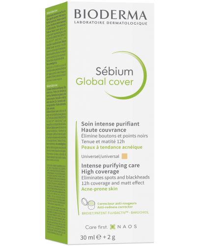 Bioderma Sébium Крем срещу несъвършенства с цвят  Global Cover, 30 ml - 2