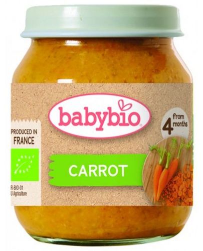 Био зеленчуково пюре Babybio - Моркови, 130 g - 1
