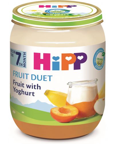 Био плодово пюре Hipp Fruit Duet - Йогурт с плодове, 160 g - 1