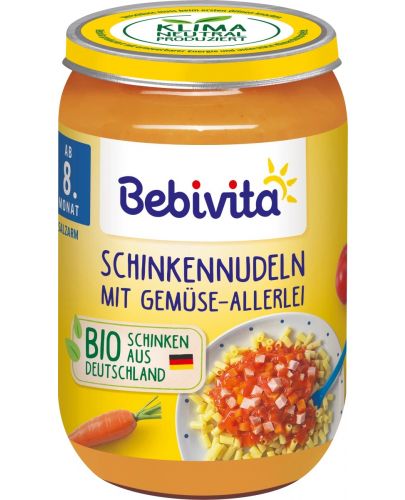 Био ястие Bebivita - Паста с шунка и зеленчуци, 200 g - 1