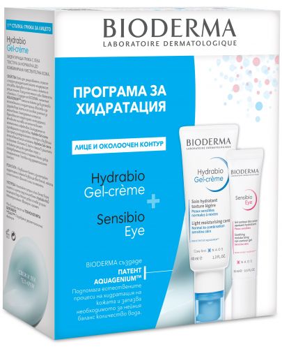 Bioderma Hydrabio & Sensibio Комплект - Хидратиращ гел-крем и Околоочен крем, 40 + 15 ml (Лимитирано) - 1