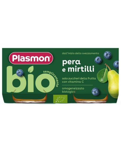 Био пюре Plasmon - Круша с боровинка, 6 м+, 2 х 80 g  - 1