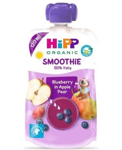 Био плодово смути Hipp - Ябълка, круша и боровинки, 120 ml - 1