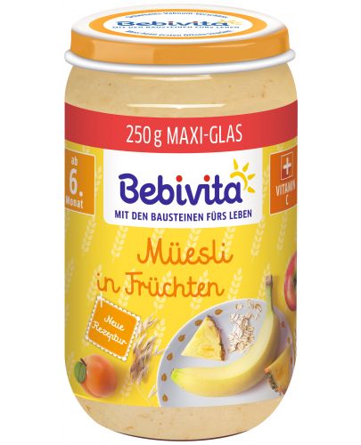 Био плодова каша Bebivita - Плодове с мюсли, 250 g  - 1