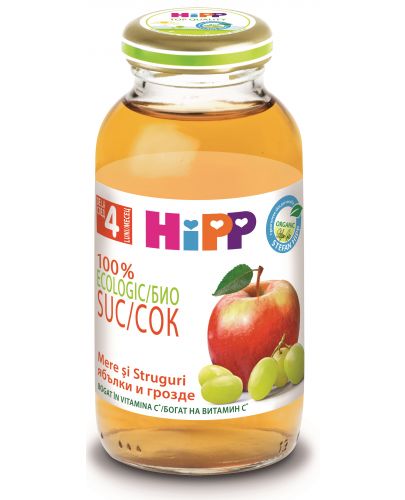 Био плодов сок Hipp - Ябълки и грозде, 200 ml  - 1