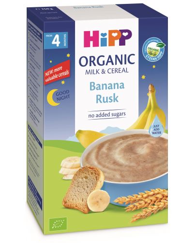 Био млечна инстантна каша Hipp Лека нощ - Банан и сухар, 250 g - 1