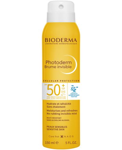 Bioderma Photoderm Слънцезащитен прозрачен спрей Brume Invisible, SPF 50+, 150 ml - 1