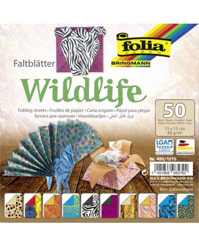 Блокче с хартии за оригами Folia - Дивата природа, 50 листа - 1