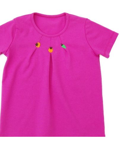 Блуза с къс ръкав Zinc - Розова, с щампа на чушки и доматчета, 80 cm - 1