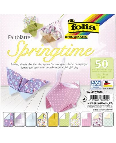 Блокче с хартии за оригами Folia - Пролет, 50 листа - 1