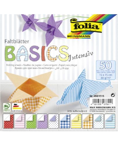 Блокче с цветни хартии за оригами Folia - Basics Intensive - 1