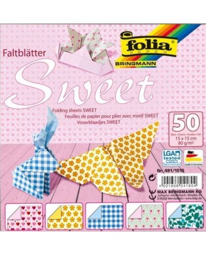 Блокче с хартии за оригами Folia - Sweet, 50 листа - 1
