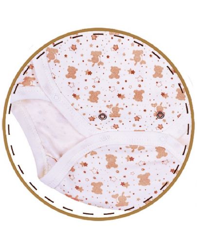Боди Bio Baby - органичен памук, 50 cm, 0-1 месеца, бежово-бяло - 3