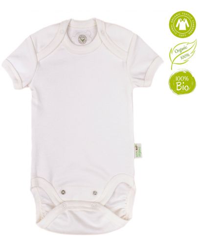 Боди с къс ръкав Bio Baby - органичен памук, 68 cm, 4-6 месеца, бяло - 2