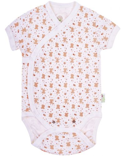 Боди с къс ръкав Bio Baby - органичен памук, 62 cm, 3-4 месеца, бяло-бежово - 1
