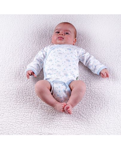 Боди Bio Baby - органичен памук, 68 cm, 4-6 месеца, бяло-синьо - 4