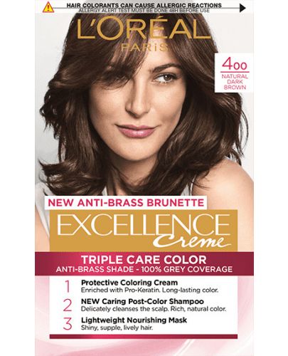 L'Oréal Еxcellence Боя за коса, 400 Natural Dark Brown - 1