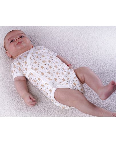 Боди с къс ръкав Bio Baby - органичен памук, 62 cm, 3-4 месеца, бяло-бежово - 3
