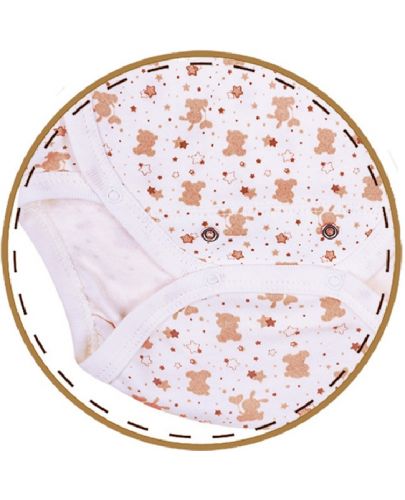 Боди Bio Baby - органичен памук, 62 cm, 3-4 месеца, бяло-бежово - 3