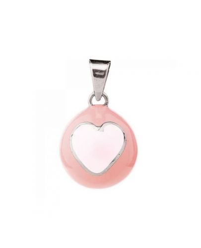 Медальон за бременни Bola - Розов с бяло сърце - 1