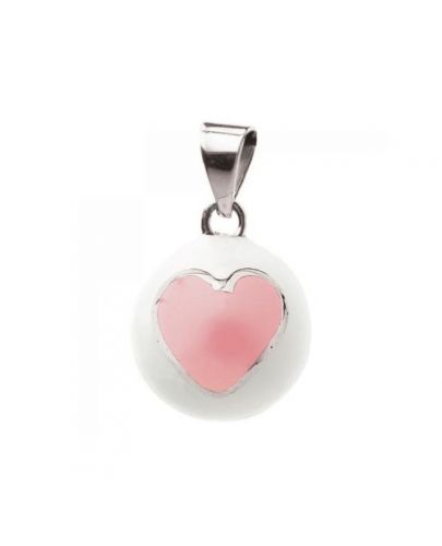 Медальон за бременни Bola - Бял с розово сърце - 1