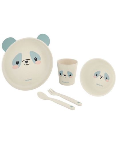 Boo Комплект за хранене Kikka Boo Panda - От бамбук, син - 1