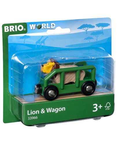 Играчка от дърво Brio World - Вагон с лъвче - 3