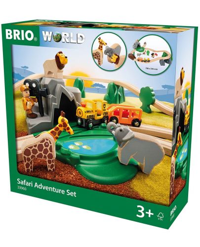 Игрален комплект от дърво Brio World - Сафари приключение, влакче и релси - 4