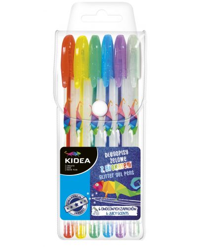 Брокатни гел химикалки Kidea - 6 цвята - 1