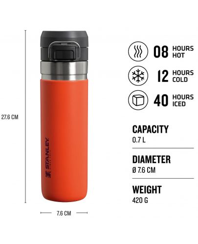 Бутилка за вода Stanley Go - Quick Flip, 700 ml, оранжева - 5