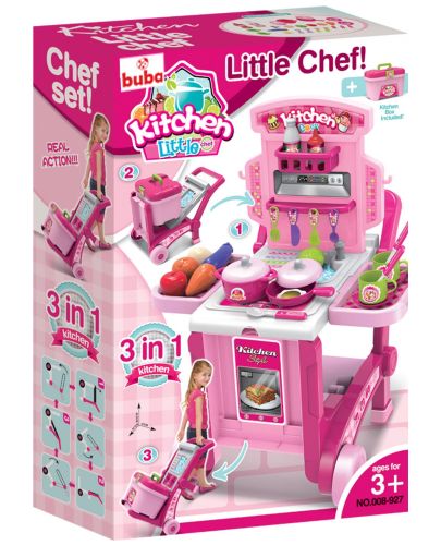Детска кухня Buba Kitchen little Chef - Розова, 3 в 1 - 4