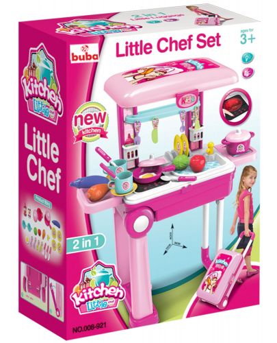 Детска кухня Buba Little Chef - Розова, 2 в 1 - 4