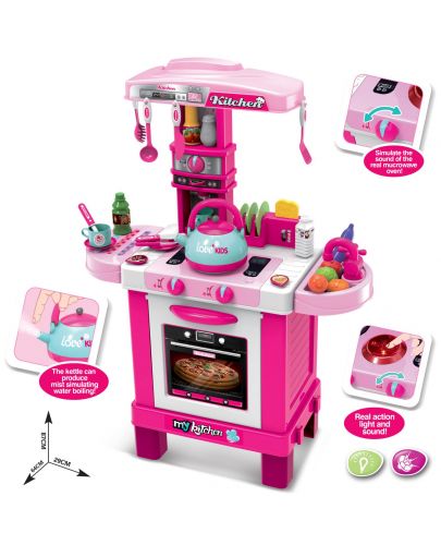 Детска индукционна кухня Buba - Розова, със звук и светлина - 2