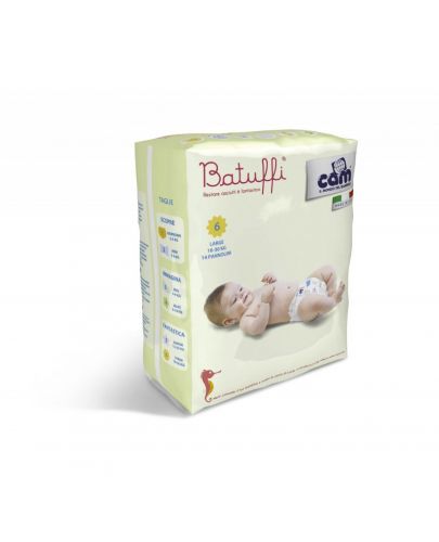 Бебешки пелени Cam -  Batuffi Diapers, Размер 6, 10 броя - 1