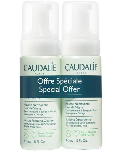 Caudalie Vinoclean Комплект - Разпенваща се почистваща пяна, 2 х 150 ml - 1