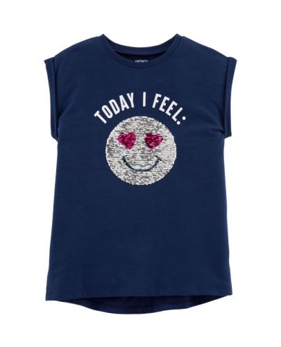 Детска тениска с пайети Carter's - Today I Feel Happy, размер 4-8 години - 1