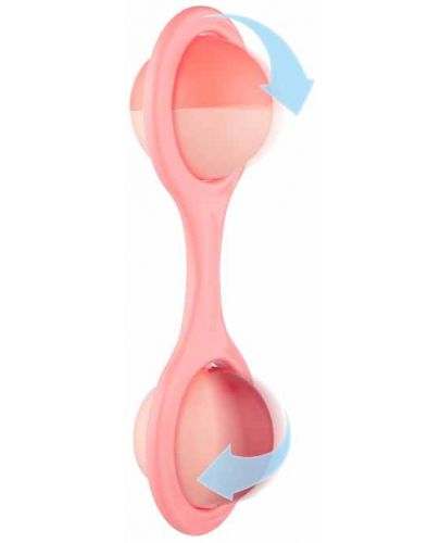 Дрънкалка с въртящи се топчета Canpol - Barbell, розова - 3