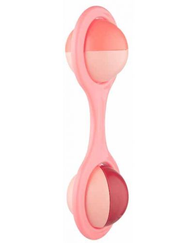 Дрънкалка с въртящи се топчета Canpol - Barbell, розова - 2
