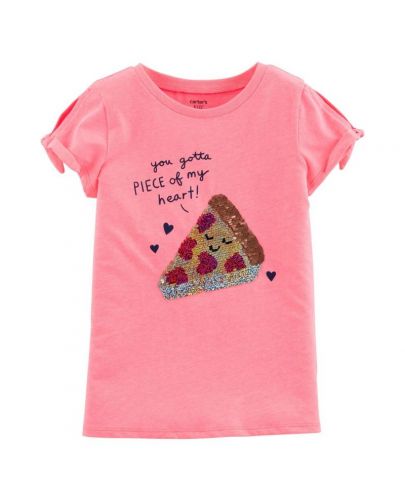 Детска тениска с пайети Carter's - Пица, 7 години, 122 cm - 1
