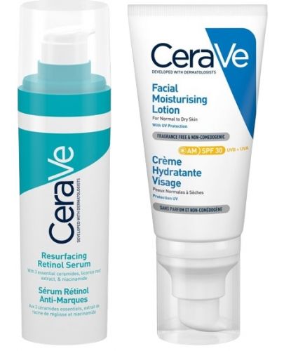 CeraVe Комплект - Серум с ретинол и Хидратиращ крем, SPF30, 30 + 52 ml - 1
