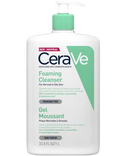 CeraVe Измиваща гел-пяна за лице и тяло, 1000 ml (Лимитирано) - 1
