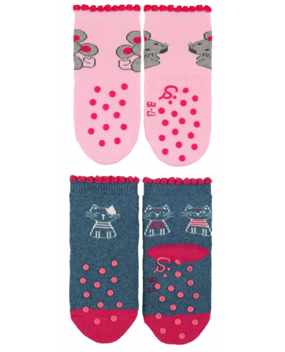Чорапи за пълзене Sterntaler - Мишка и котка, 21/22 размер, 18-24 месеца, 2 чифта - 2