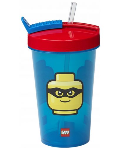 Чаша със сламка Lego Classic - 500 ml, синя - 1