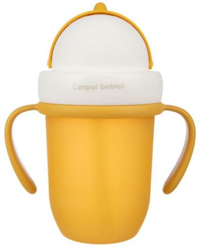 Canpol Чаша с Flip-top сламка Matte Pastels, 210мл., жълта - 1