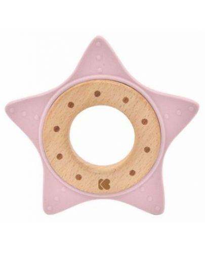 Чесалка от дърво и силикон Kikka Boo - Star, Pink - 1