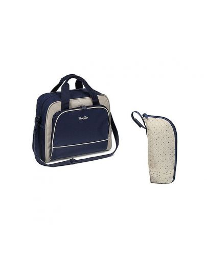 Чанта за количка Babyono - Basic, тъмносиньо и сиво, с термочанта - 1