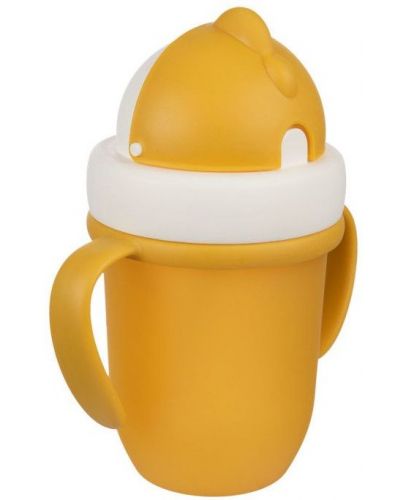 Canpol Чаша с Flip-top сламка Matte Pastels, 210мл., жълта - 2