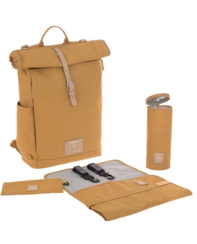 Чанта за бебешка количка с аксесоари Lassig - Rolltop, Curry - 3